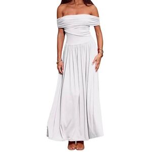 NWOT‎ White Strapless Maxi Dress Ruched Bodice Flowy Skirt Evening Formal